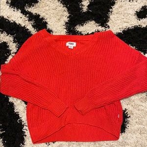 red v-neck sweater